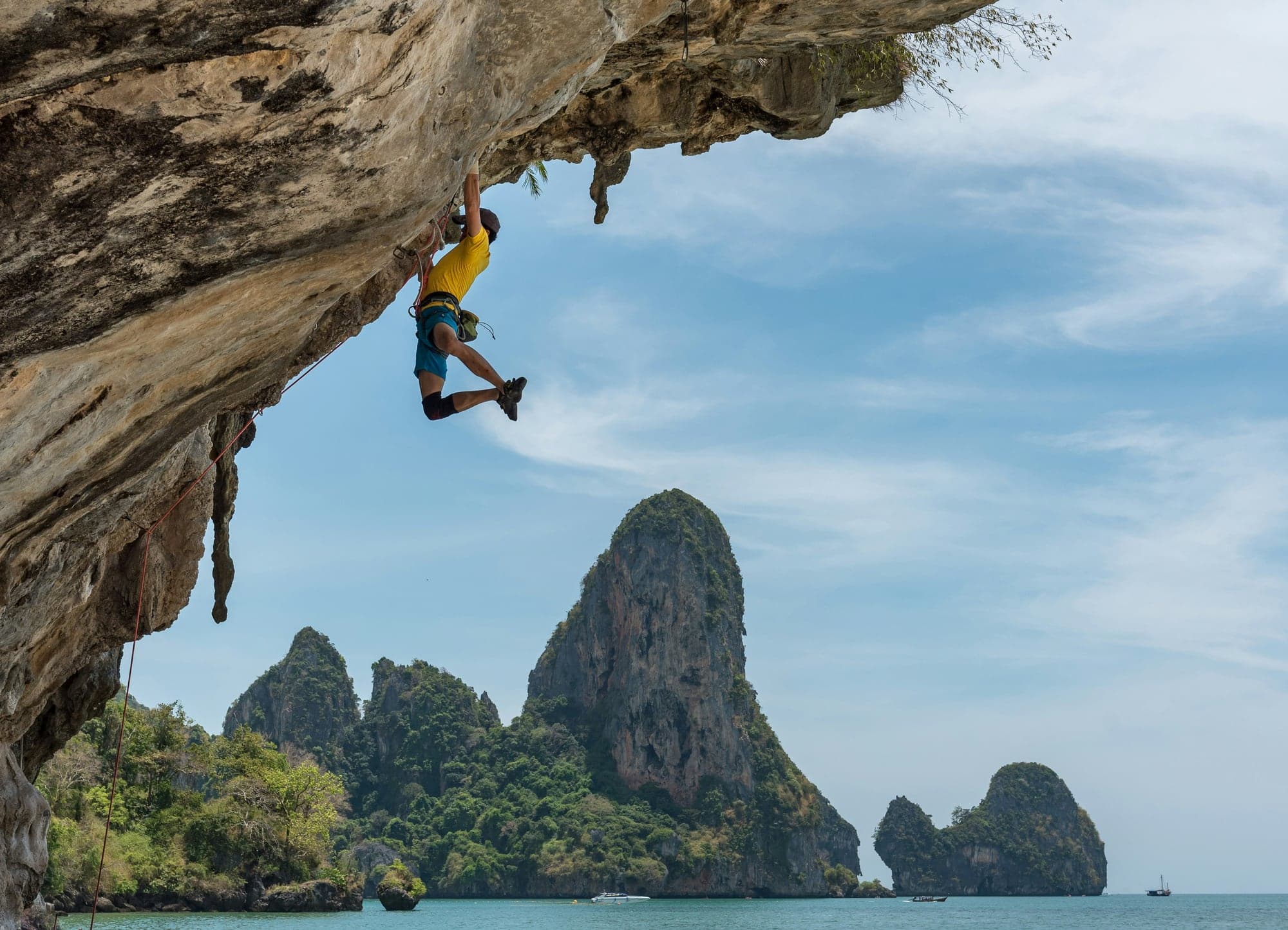 Climber on a sea cliff